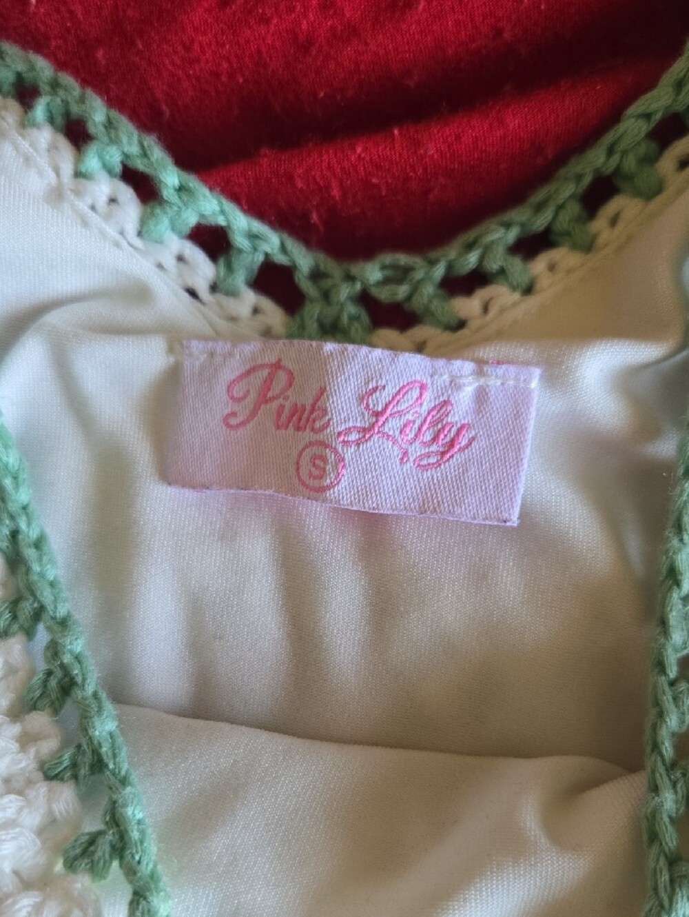 Pink Lily Crochet Fringe Tank Top in White, Red, Green, Blue - Picture 2 of 4